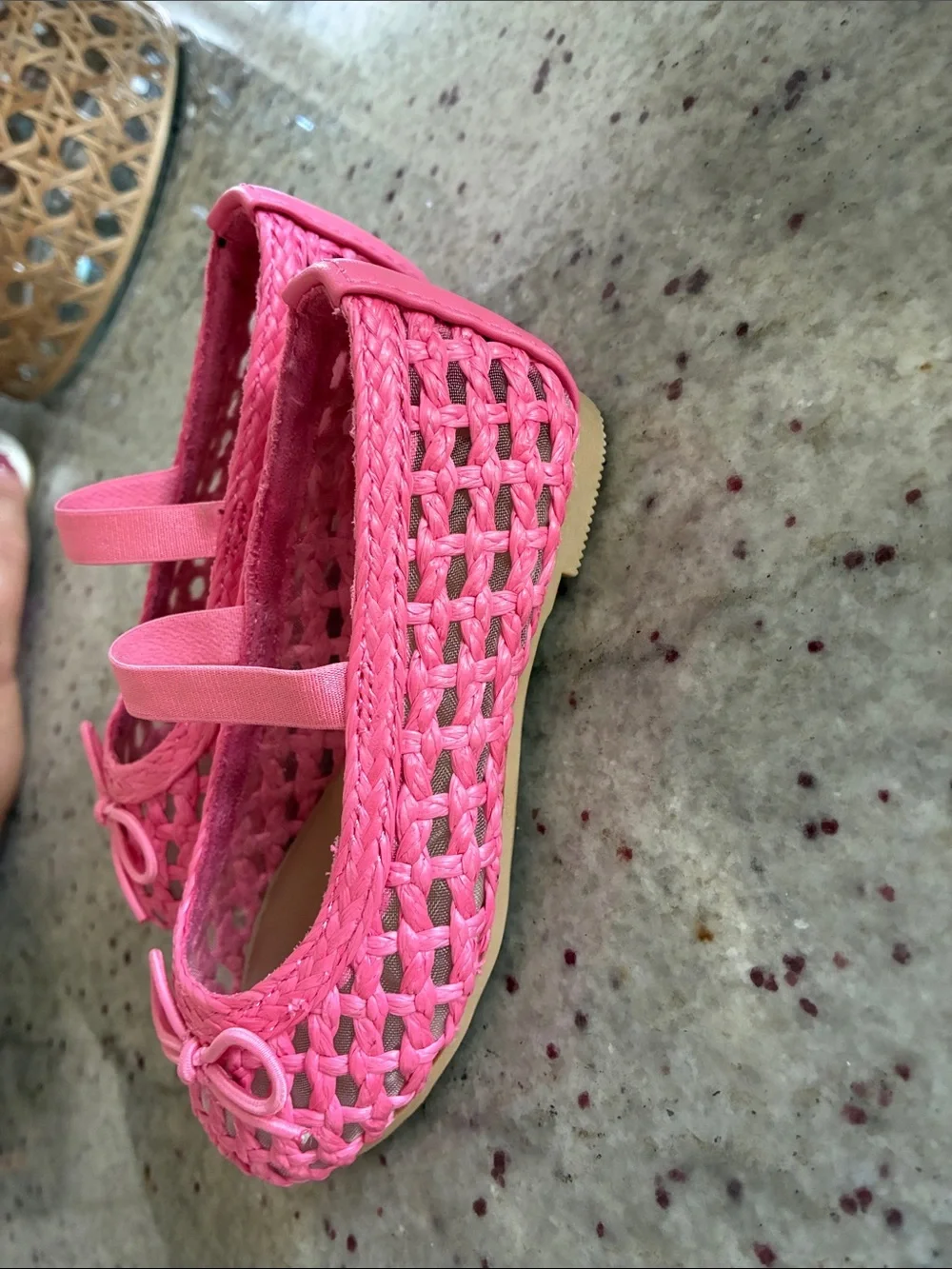 Cat & Jack Bright Pink Woven Mary Jane Flats with Bow